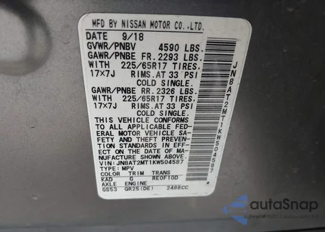 2019 Nissan Rogue S from USA, damaged, VIN JN8AT2MT1KW504587